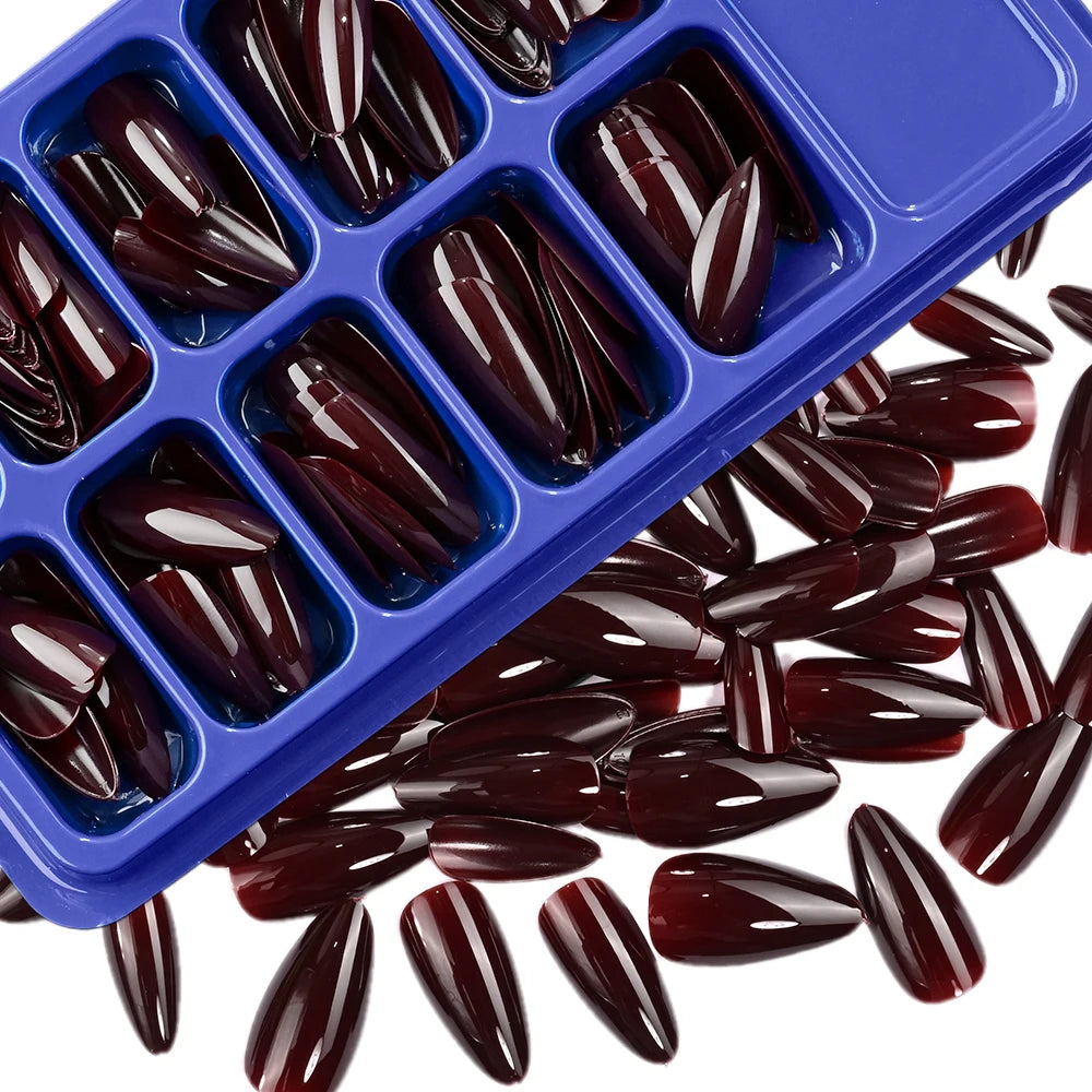 120-Piece Cherry Red Press-On Nails Set