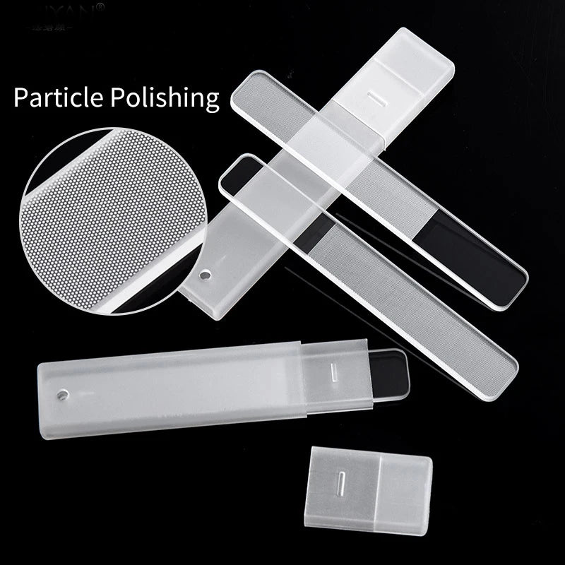 Transparent Glass Nail File Set with Case