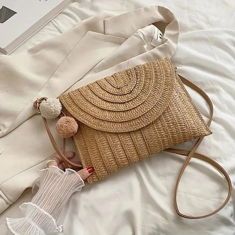 Handmade Straw Crossbody Bag