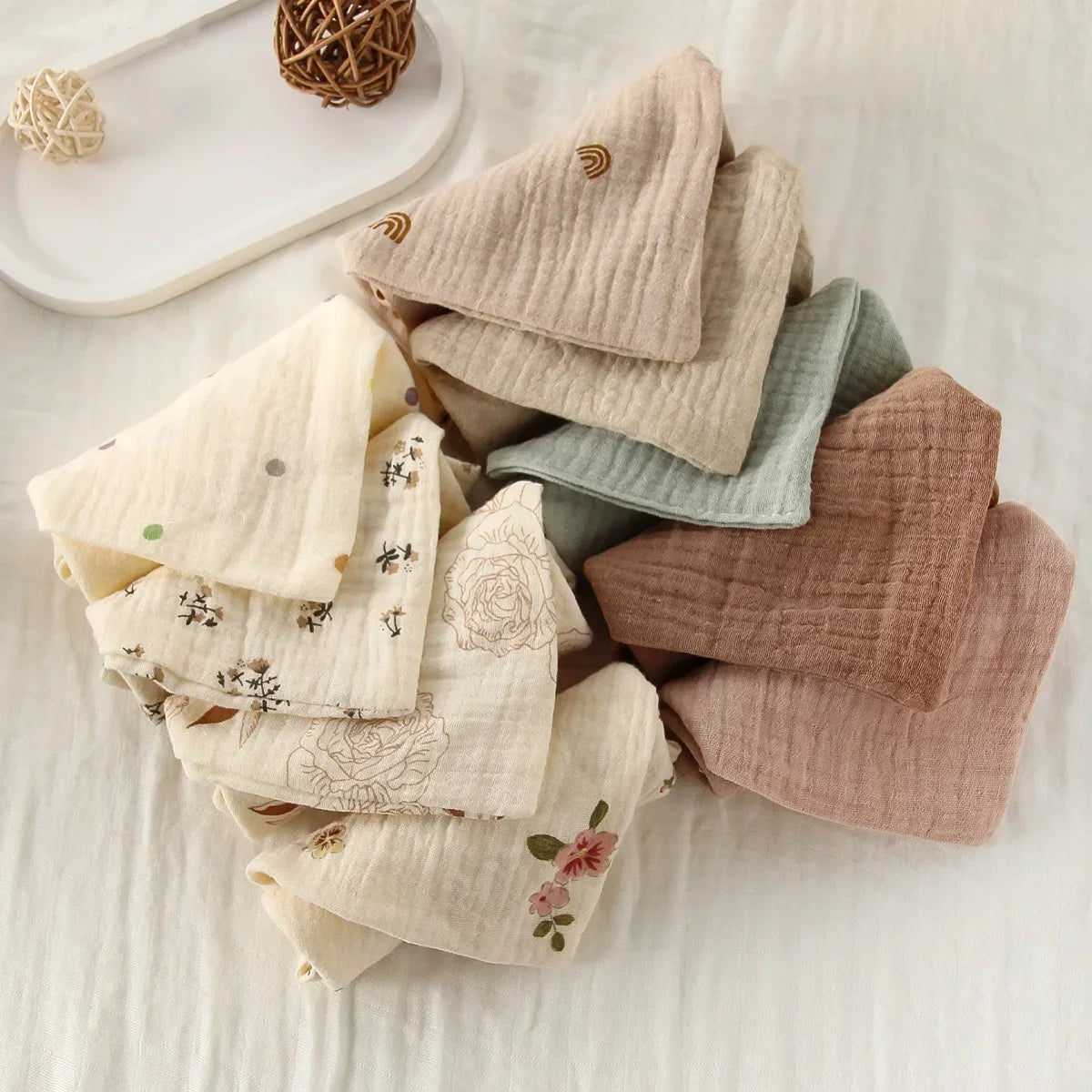 3/5-Piece 6-Layer Muslin Baby Washcloth Set