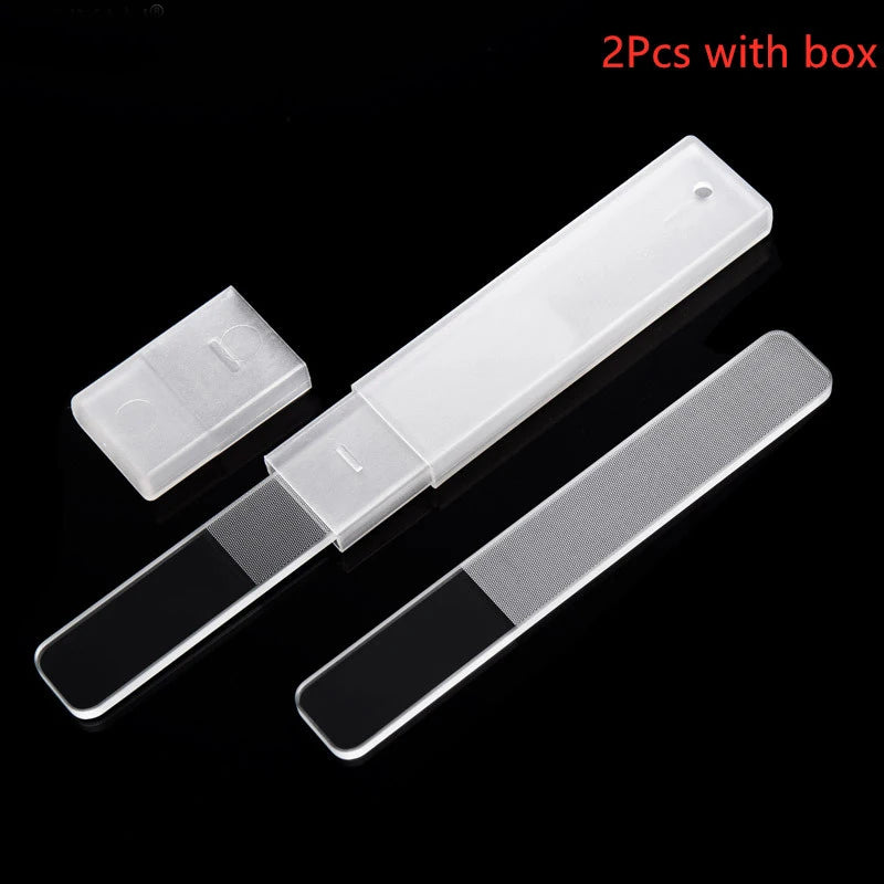 Transparent Glass Nail File Set with Case