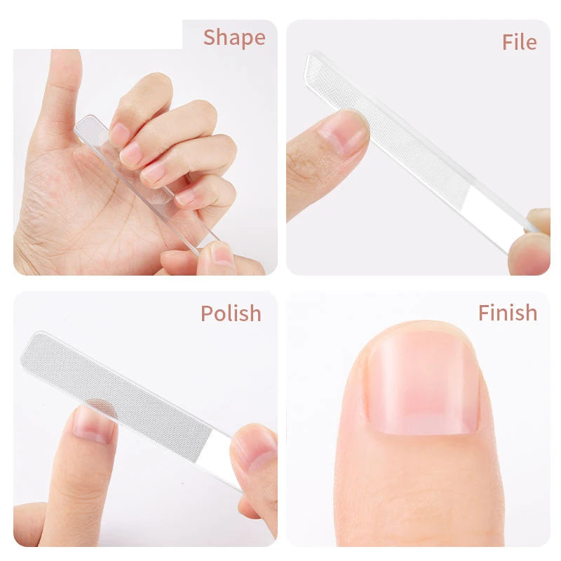 Transparent Glass Nail File Set with Case