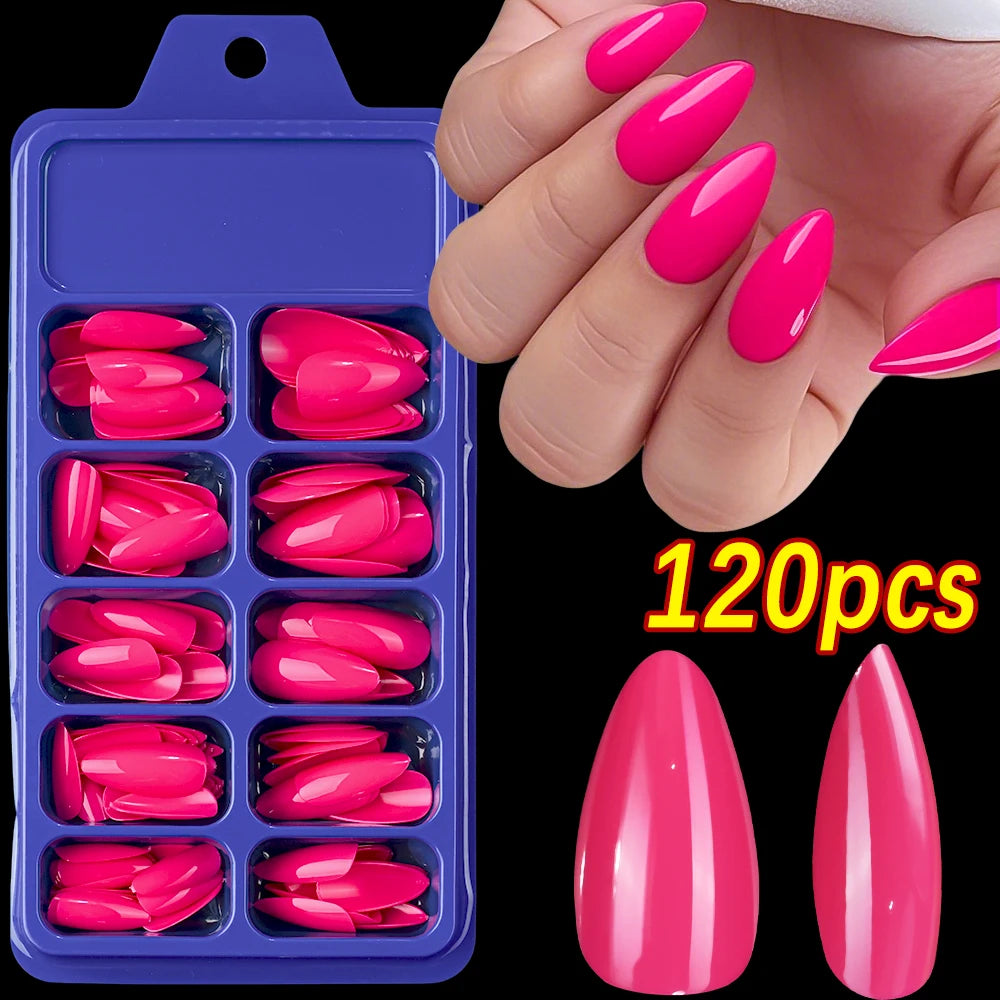 120-Piece Cherry Red Press-On Nails Set