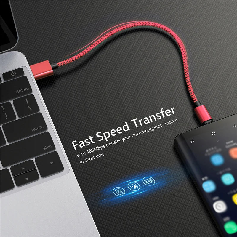 12W Braided USB-A to Type-C Charging Cable
