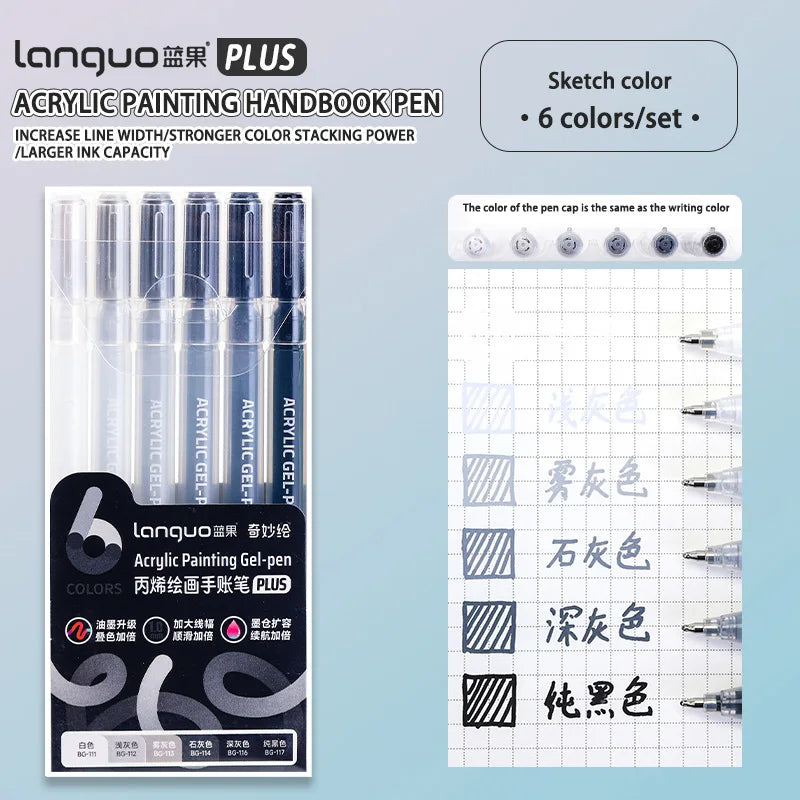 Languo Acrylic Paint Marker Pen Set (6–90 Colors)