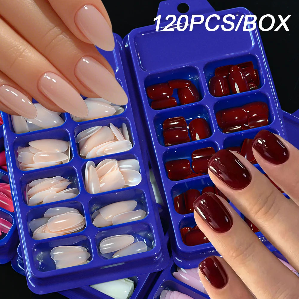 120-Piece Cherry Red Press-On Nails Set