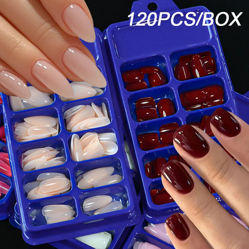 120-Piece Cherry Red Press-On Nails Set