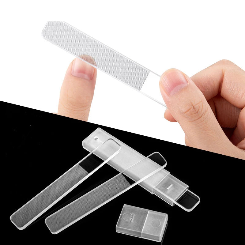 Transparent Glass Nail File Set with Case