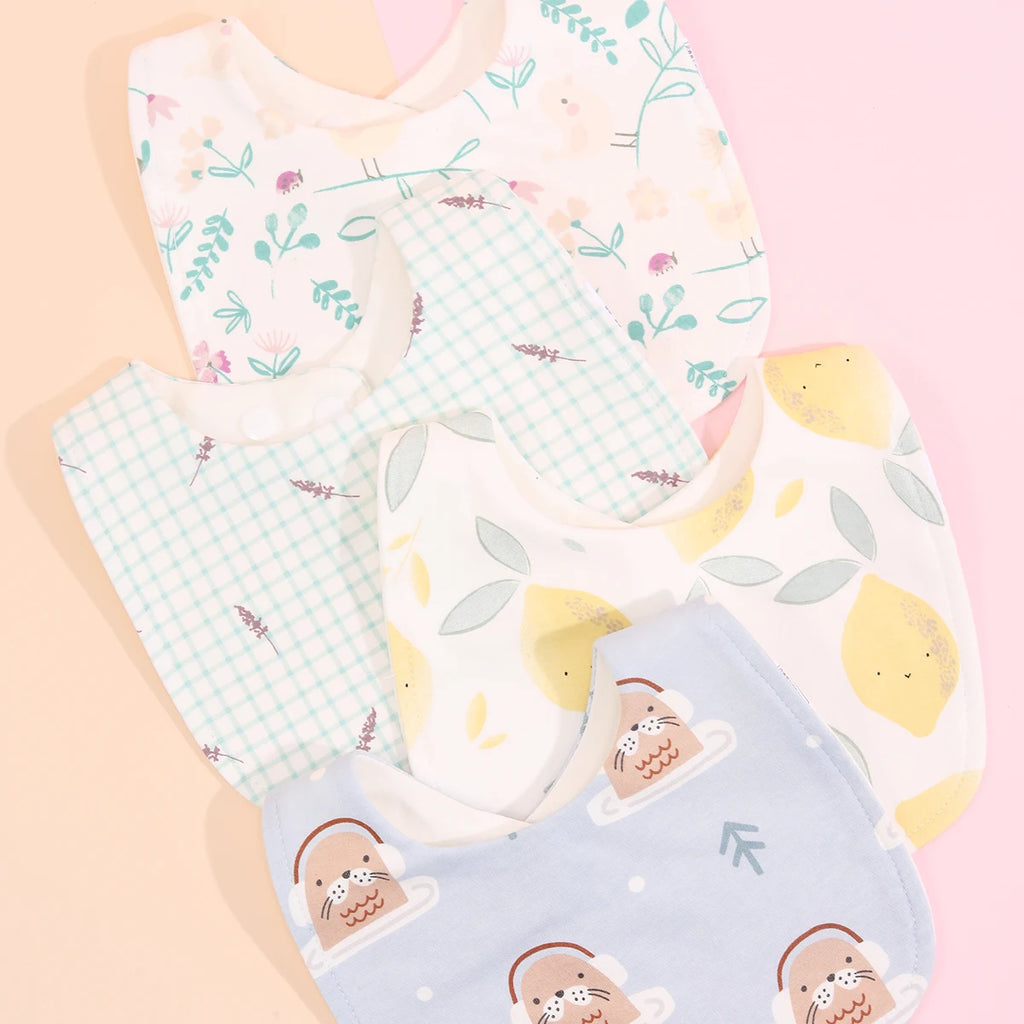 4-Piece Adjustable Cotton Baby Bib Set