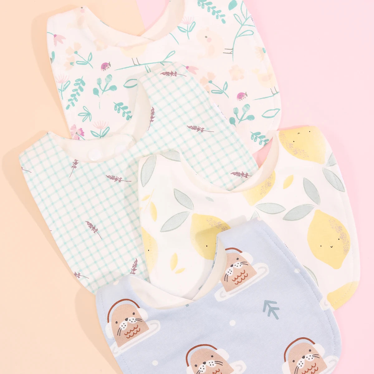 4-Piece Adjustable Cotton Baby Bib Set