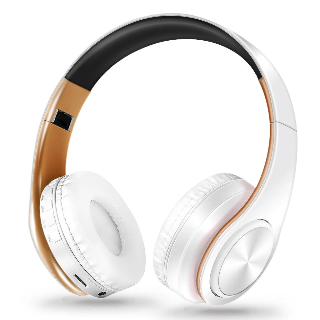 Gold Wireless Bluetooth Headphones with Mic