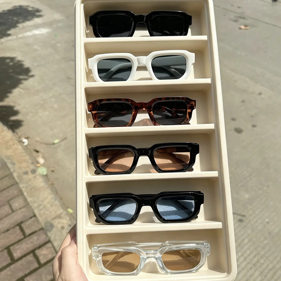 6-Piece Retro Rectangle Sunglasses Set