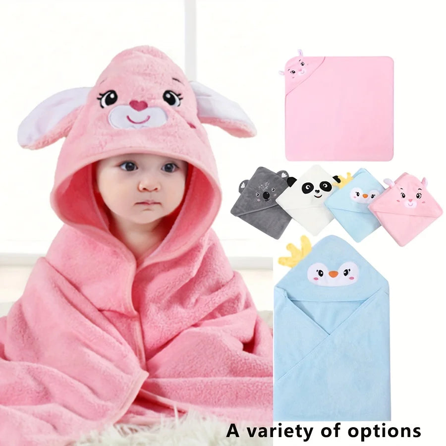 Children's Hooded Coral Fleece Bath Towel