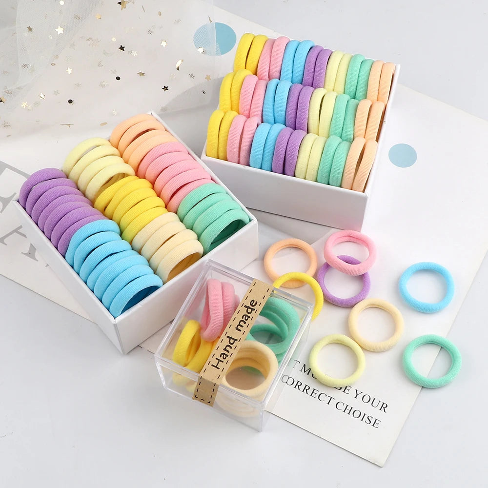 50/100-Piece Kids Elastic Hair Bands Set