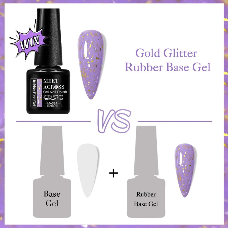 MEET ACROSS Glitter Rubber Base Gel Polish – 7 ml