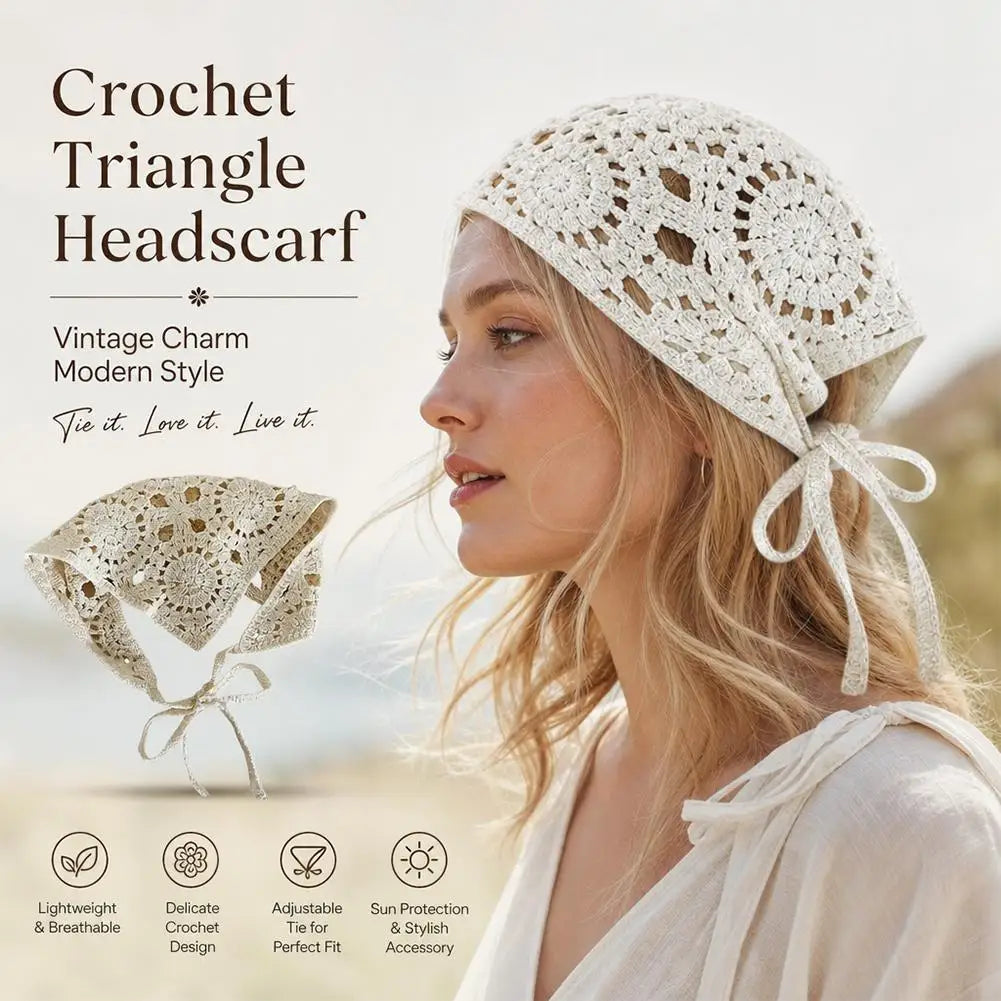 Retro Crochet Triangle Head Scarf