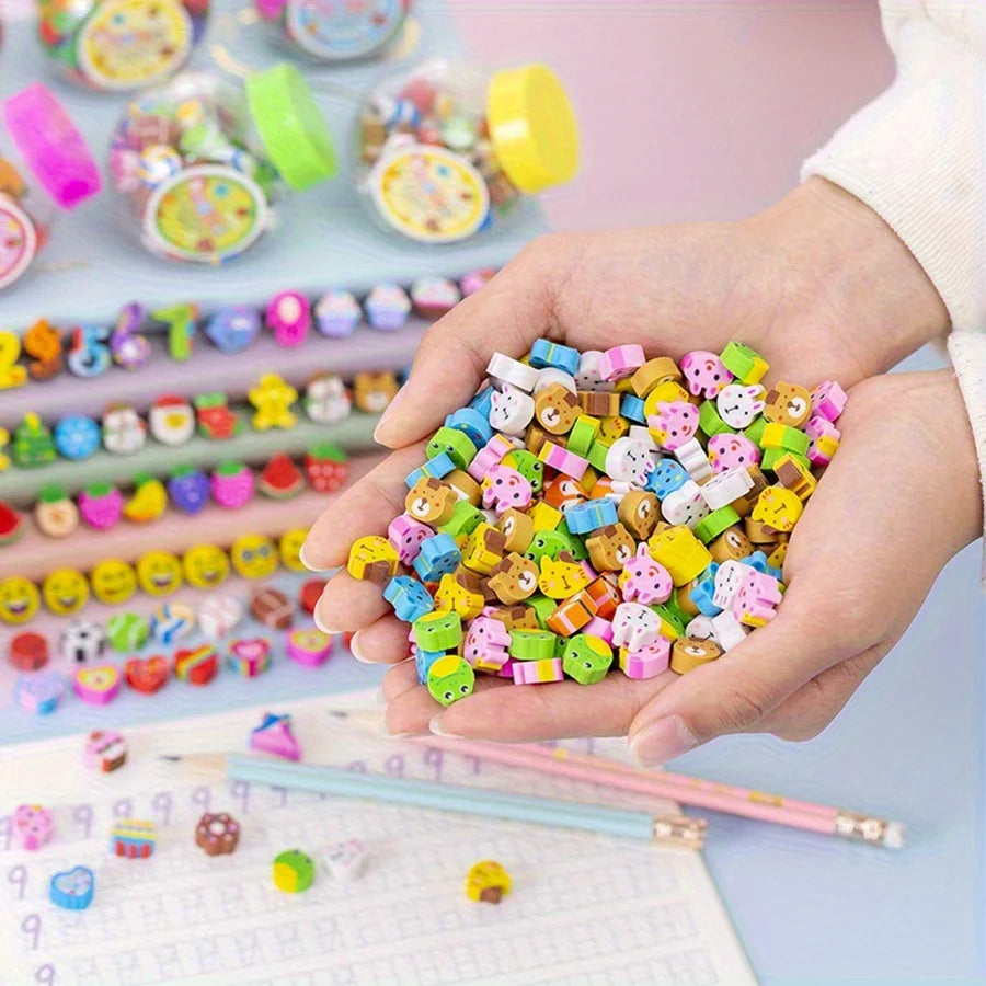 Cute Mini Erasers Set (10–100 Pieces)