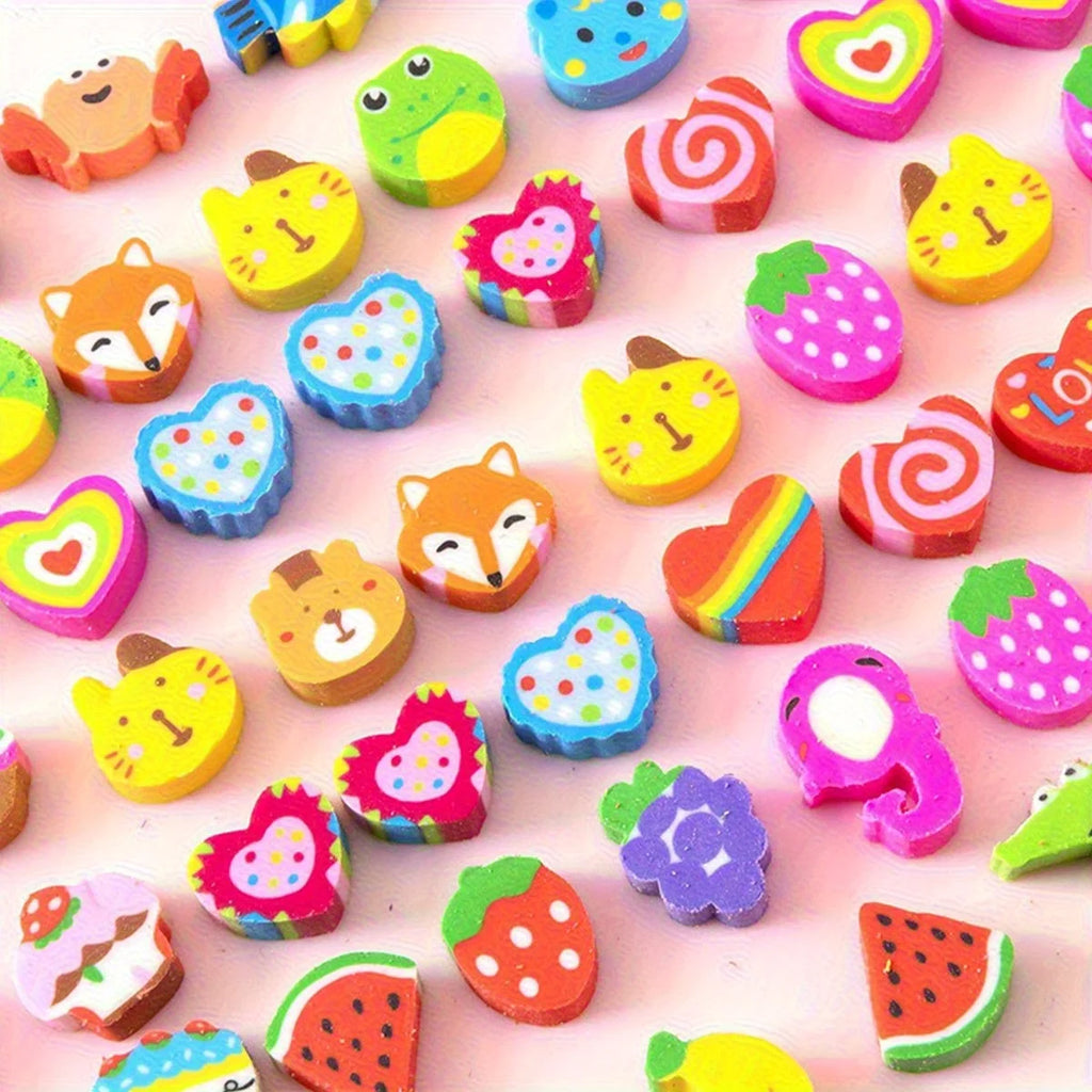 Cute Mini Erasers Set (10–100 Pieces)
