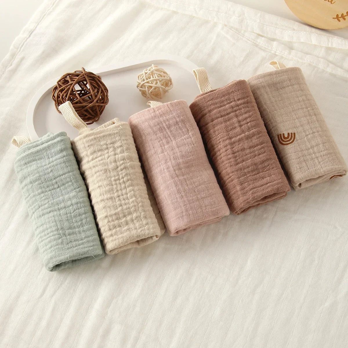 3/5-Piece 6-Layer Muslin Baby Washcloth Set