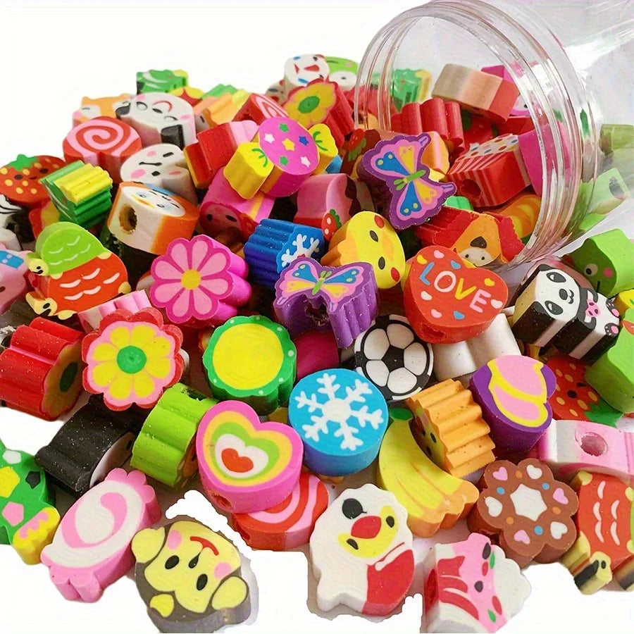 Cute Mini Erasers Set (10–100 Pieces)