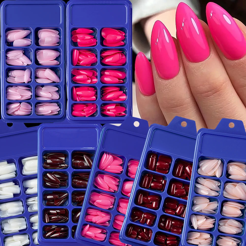120-Piece Cherry Red Press-On Nails Set