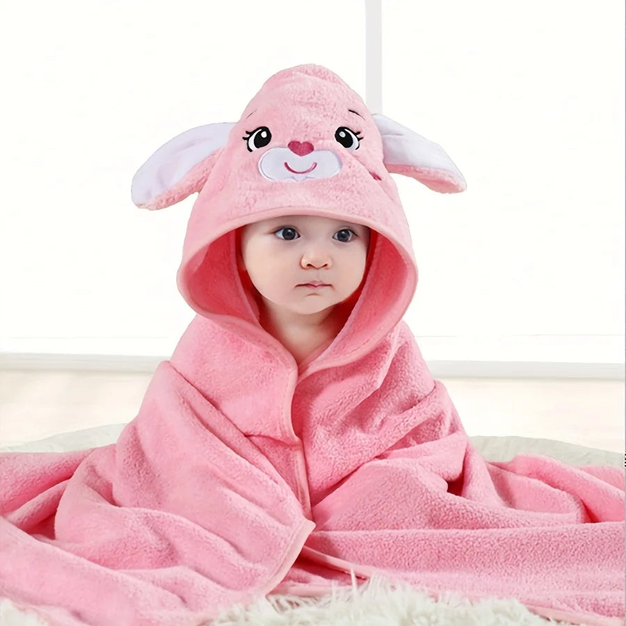 Children's Hooded Coral Fleece Bath Towel
