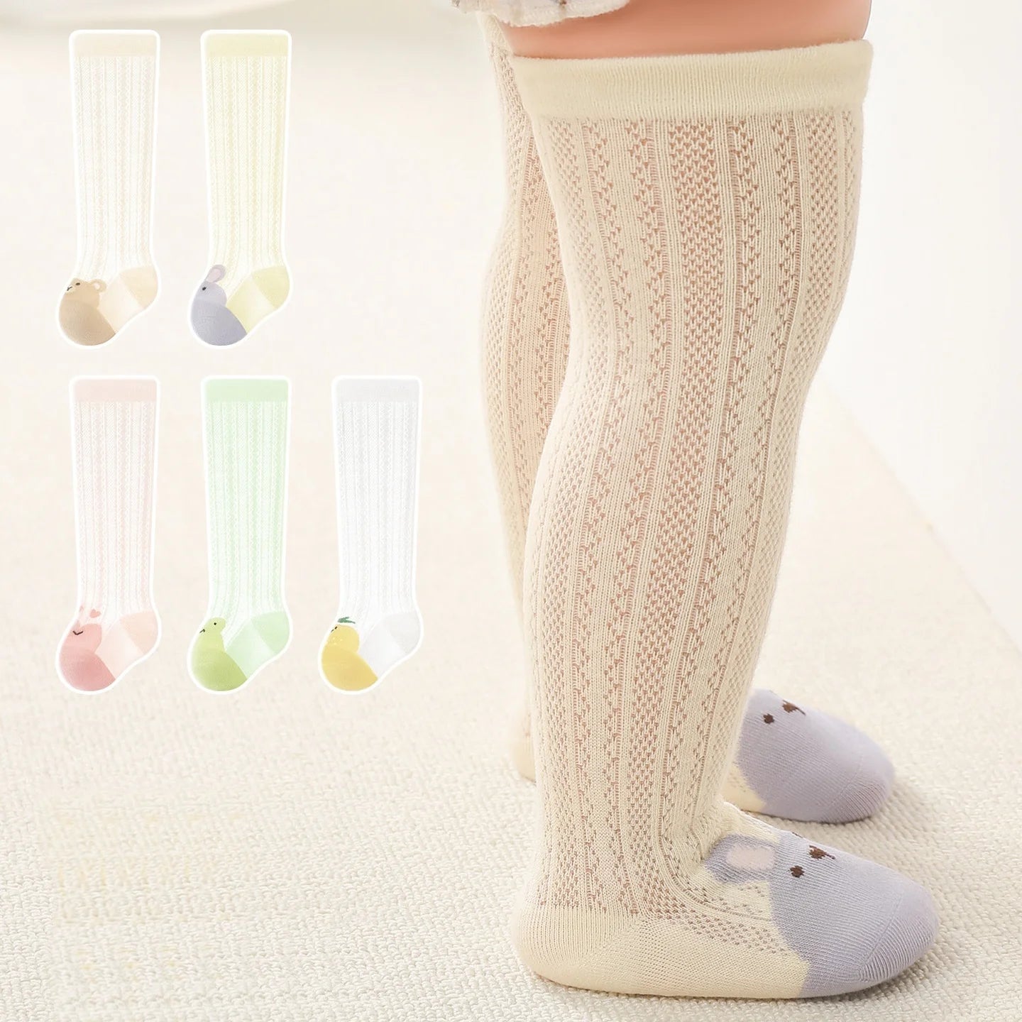 Baby Cartoon Over-the-Knee Mesh Socks