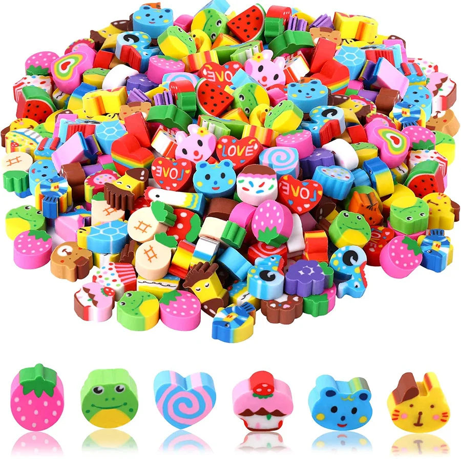 Cute Mini Erasers Set (10–100 Pieces)