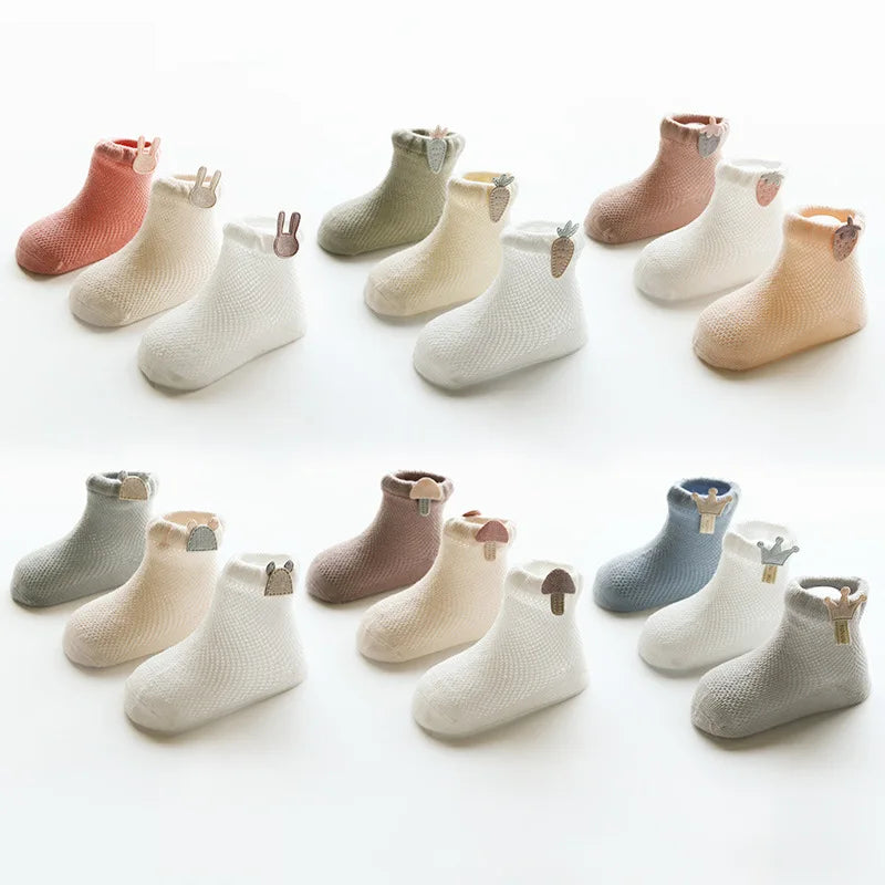 3-Pair Baby Mesh Summer Socks Set