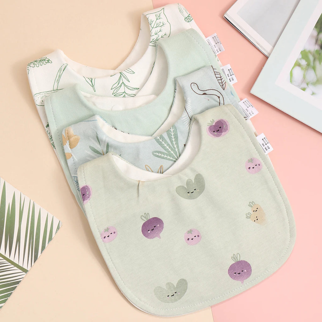 4-Piece Adjustable Cotton Baby Bib Set
