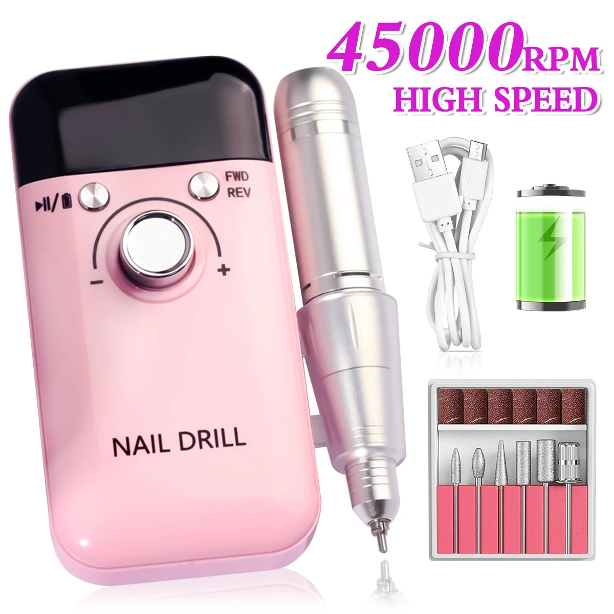 45000 RPM Rechargeable Electric Nail Drill