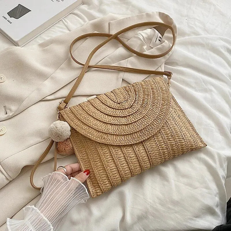Handmade Straw Crossbody Bag
