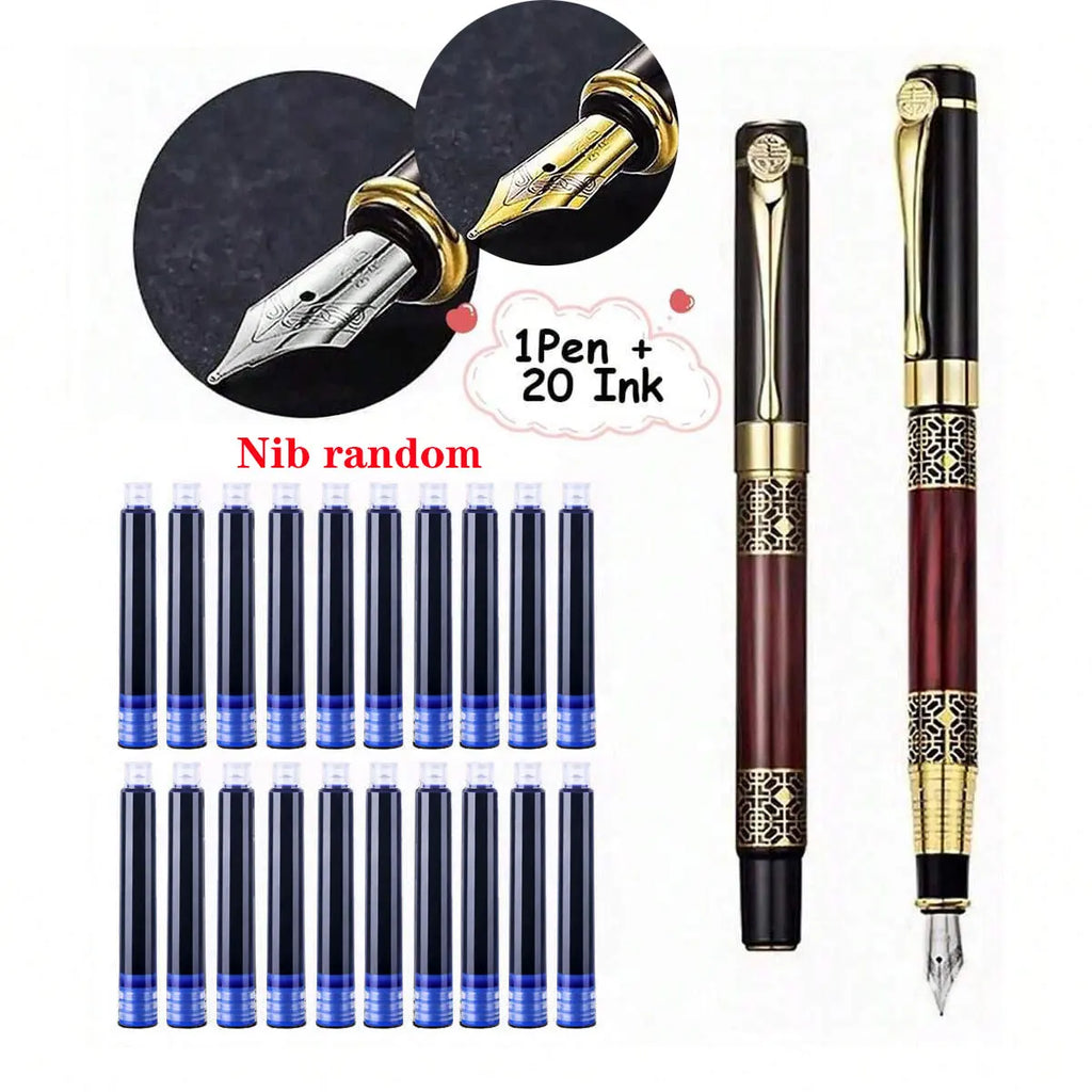 Retro Metal Fountain Pen Set (1–100 Pieces)