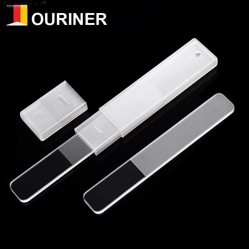 Transparent Glass Nail File Set with Case