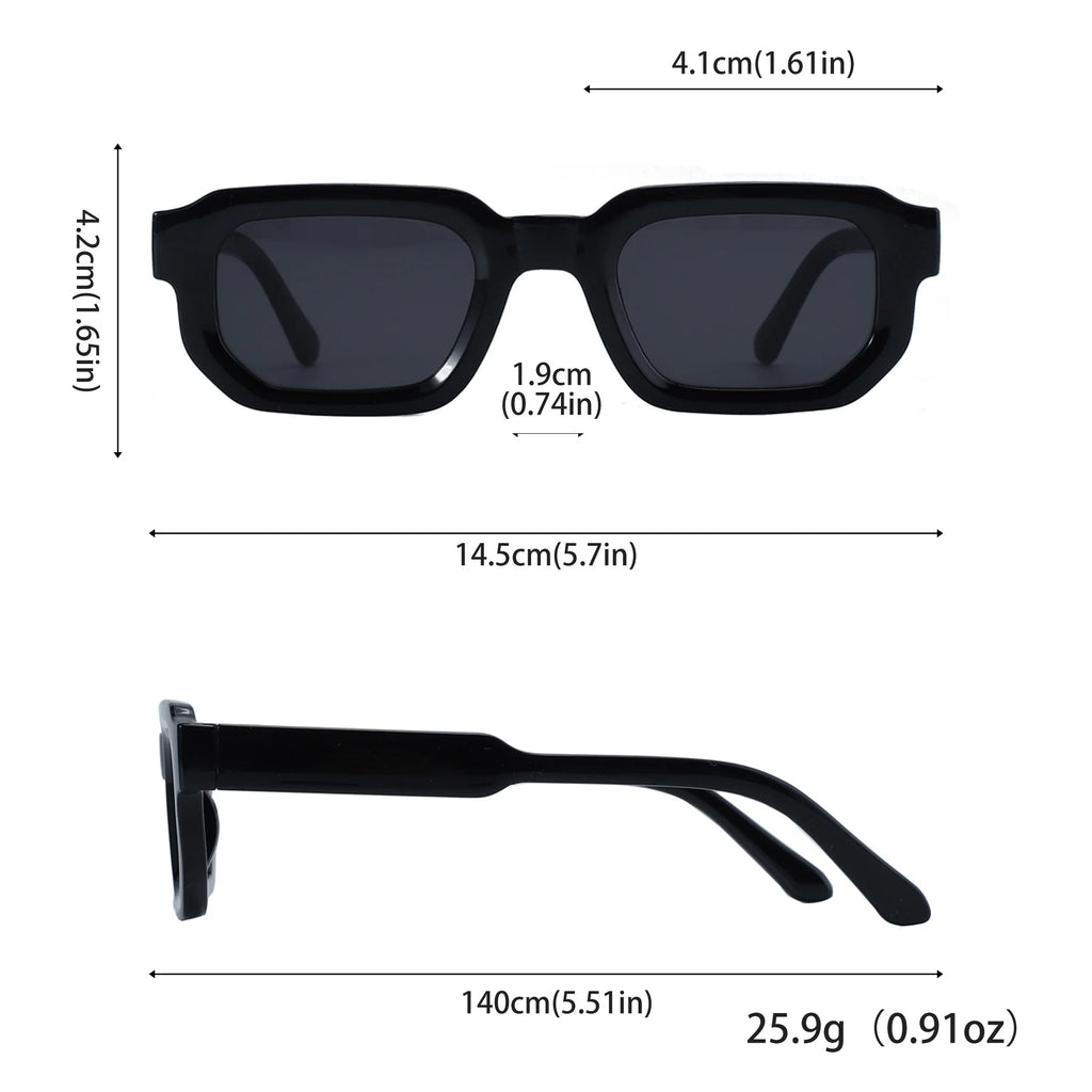 6-Piece Retro Rectangle Sunglasses Set