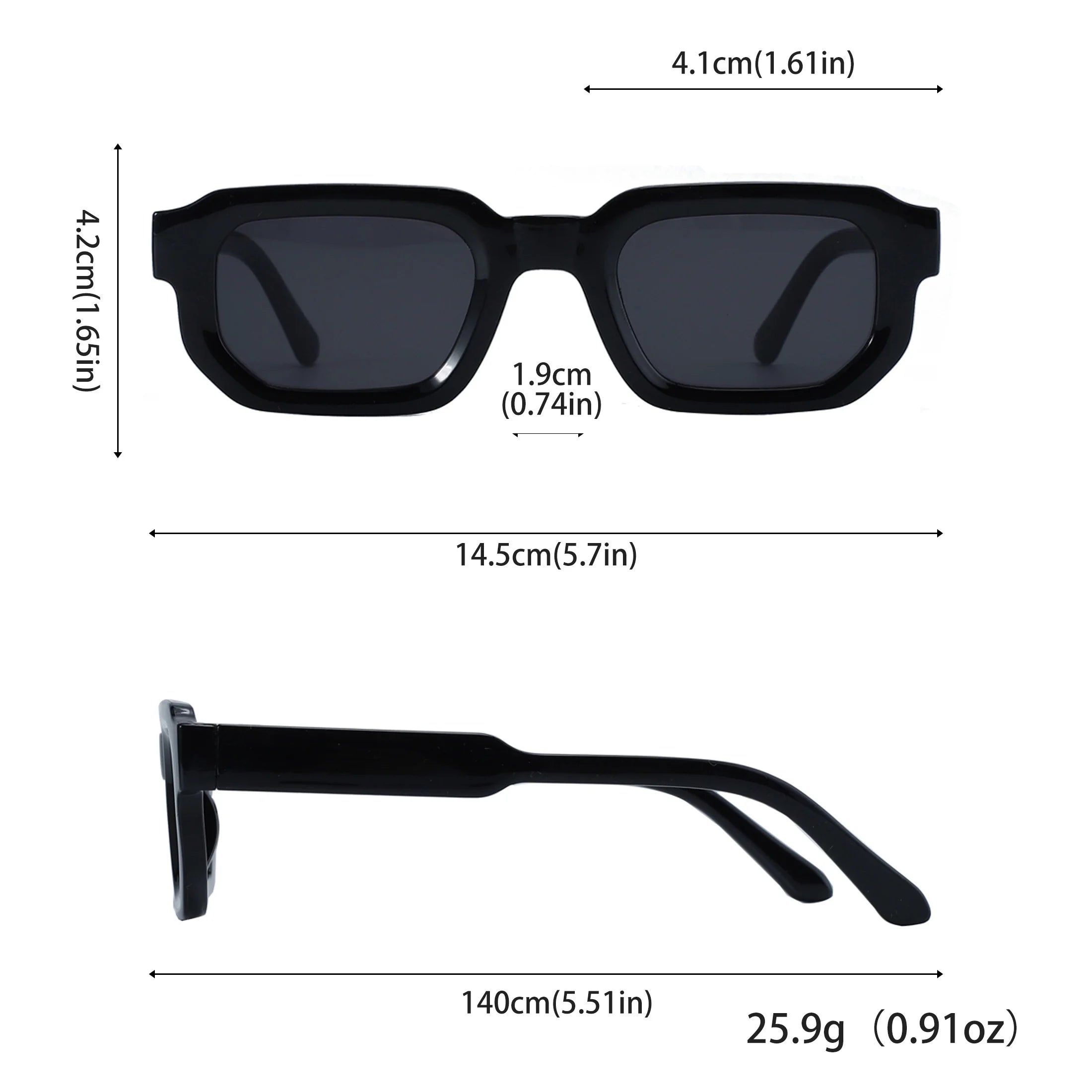 6-Piece Retro Rectangle Sunglasses Set