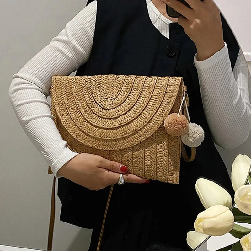 Handmade Straw Crossbody Bag