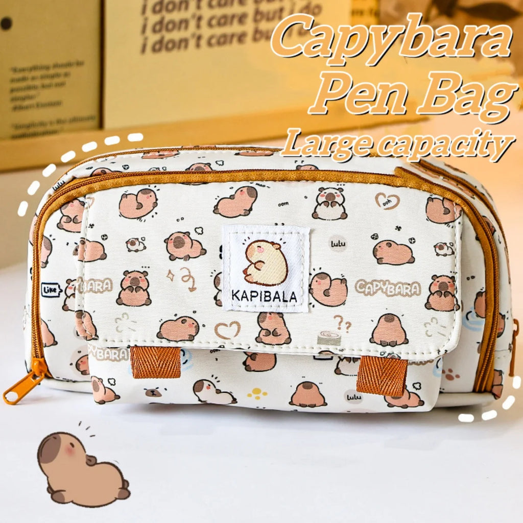 **Cute Capybara Large Pencil Case**