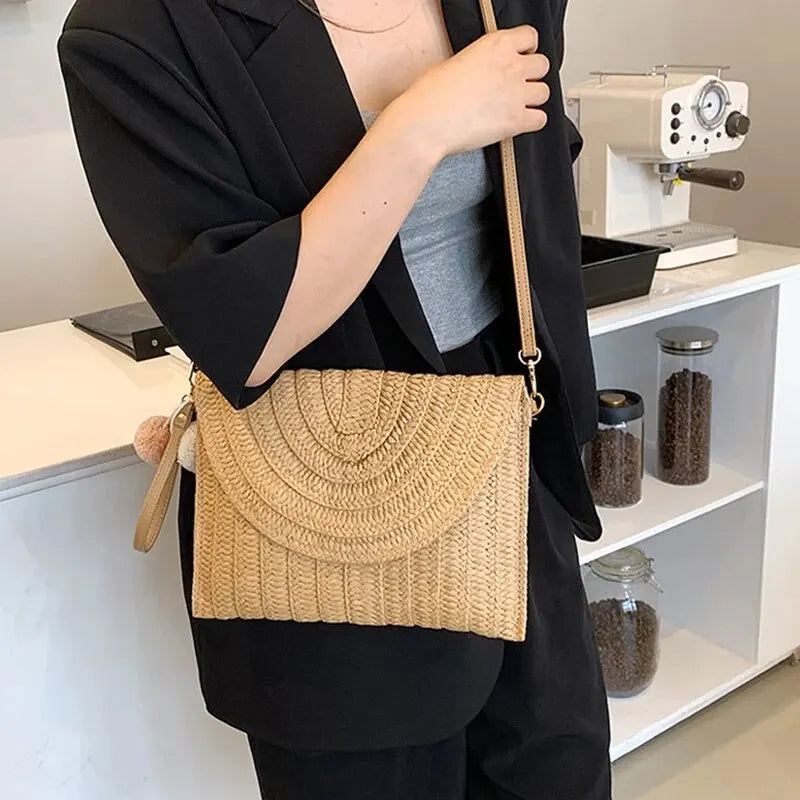 Handmade Straw Crossbody Bag