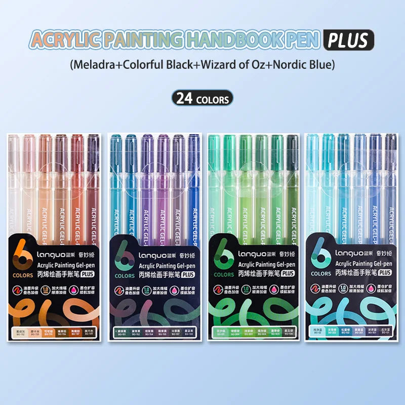 Languo Acrylic Paint Marker Pen Set (6–90 Colors)