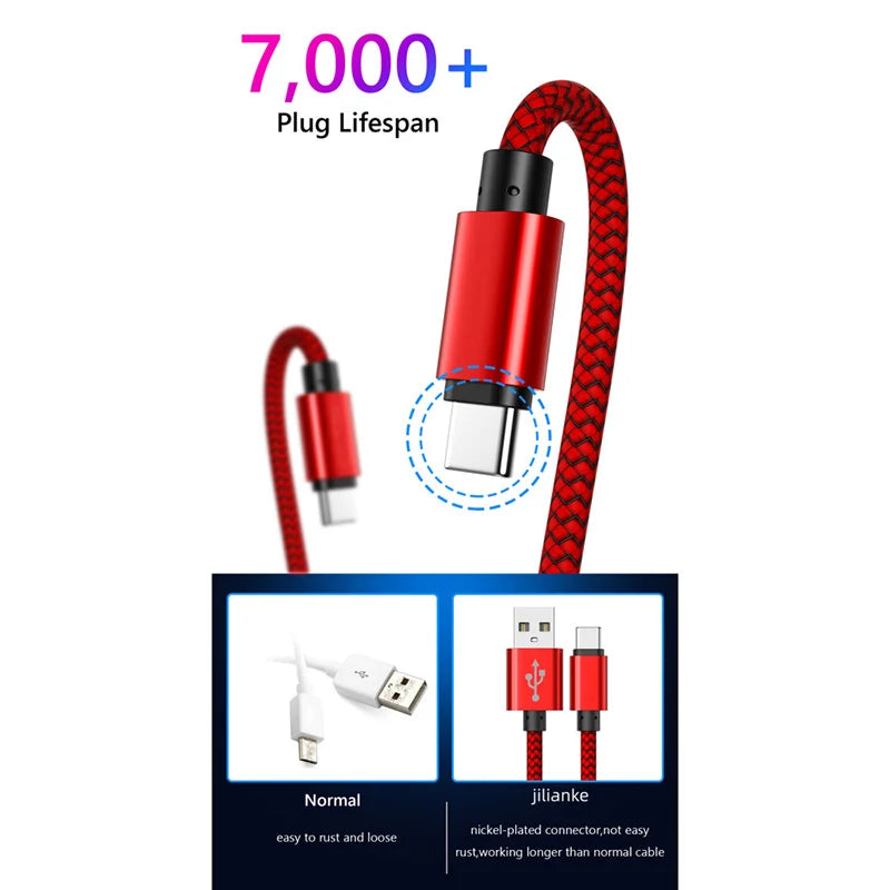 12W Braided USB-A to Type-C Charging Cable