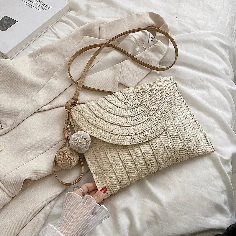 Handmade Straw Crossbody Bag