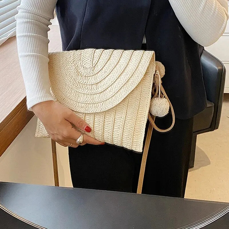 Handmade Straw Crossbody Bag