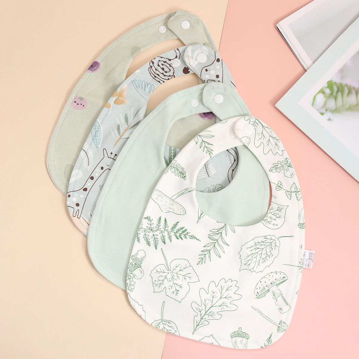 4-Piece Adjustable Cotton Baby Bib Set